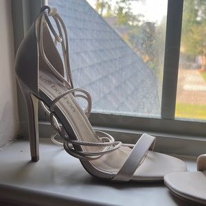 Boohoo nude wrap up heels